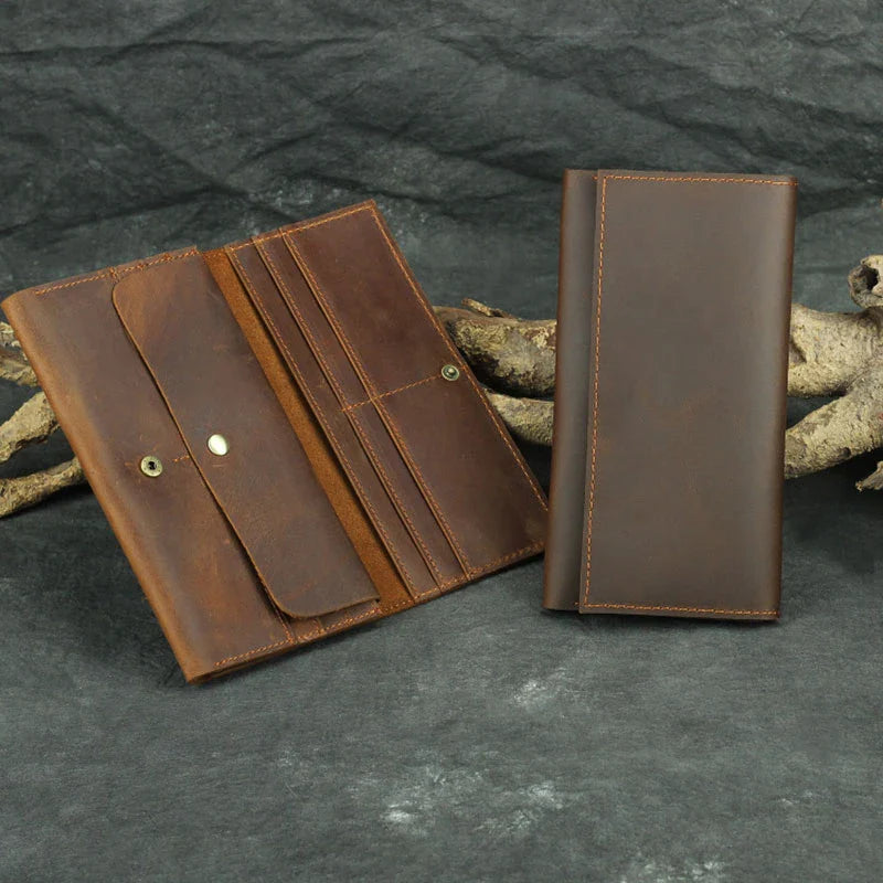 Hhomeenjoy Handcrafted Retro Men's Long Leather Wallet
