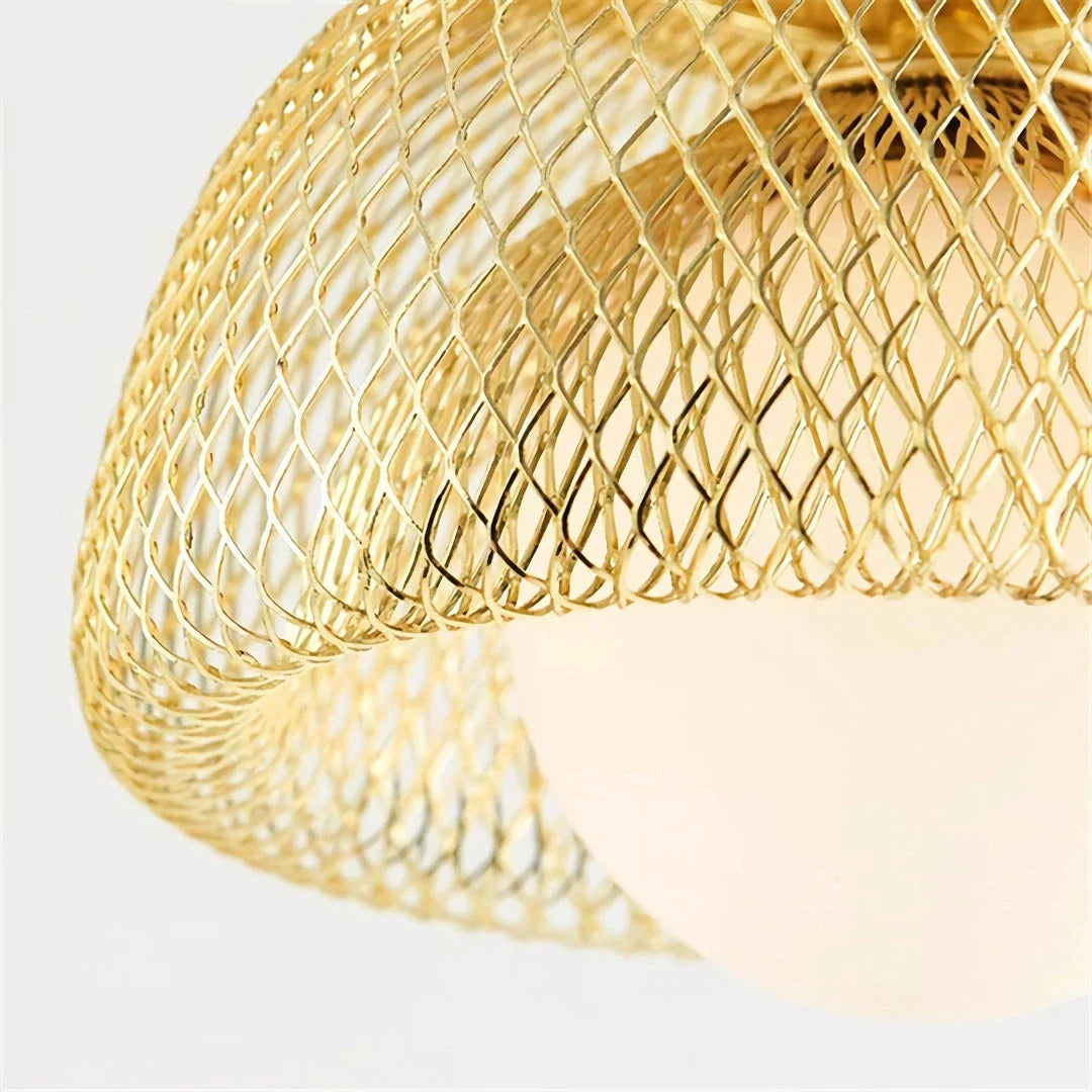 Elegant modern Nordic-style LED pendant light with polished copper finish and gold lampshade, providing focused and effective illumination for living spaces.