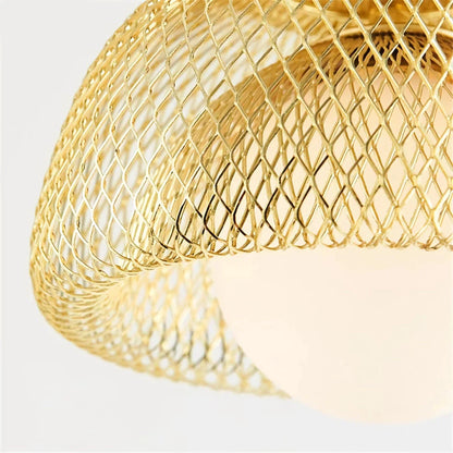 Elegant modern Nordic-style LED pendant light with polished copper finish and gold lampshade, providing focused and effective illumination for living spaces.