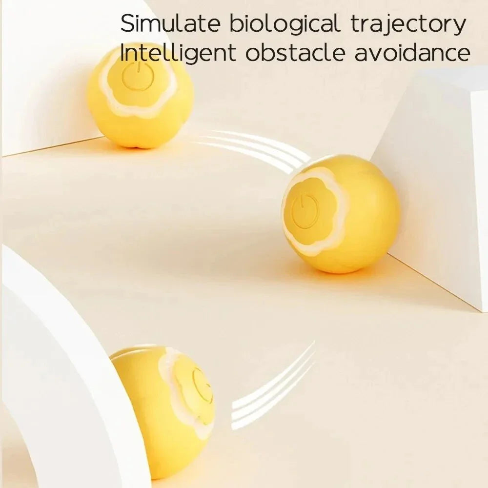 Interactive LED cat toy ball with automatic movements, smart obstacle avoidance, and colorful LED lights for engaging playtime