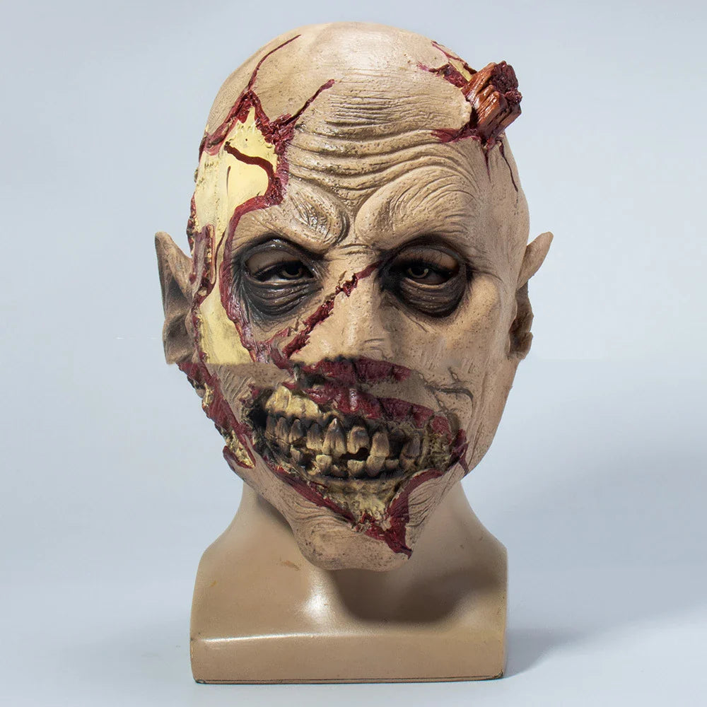 A realistic latex mask with a 'scared old man' design, perfect for horror-themed costumes and accessories