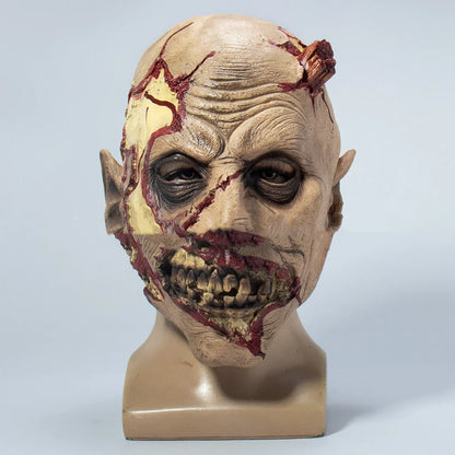 A realistic latex mask with a 'scared old man' design, perfect for horror-themed costumes and accessories