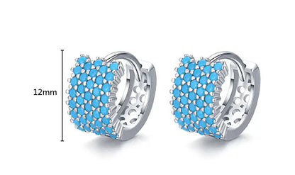 Pair of elegant silver hoop earrings with a micro-insert design, perfect for adding a touch of sophistication to any outfit.