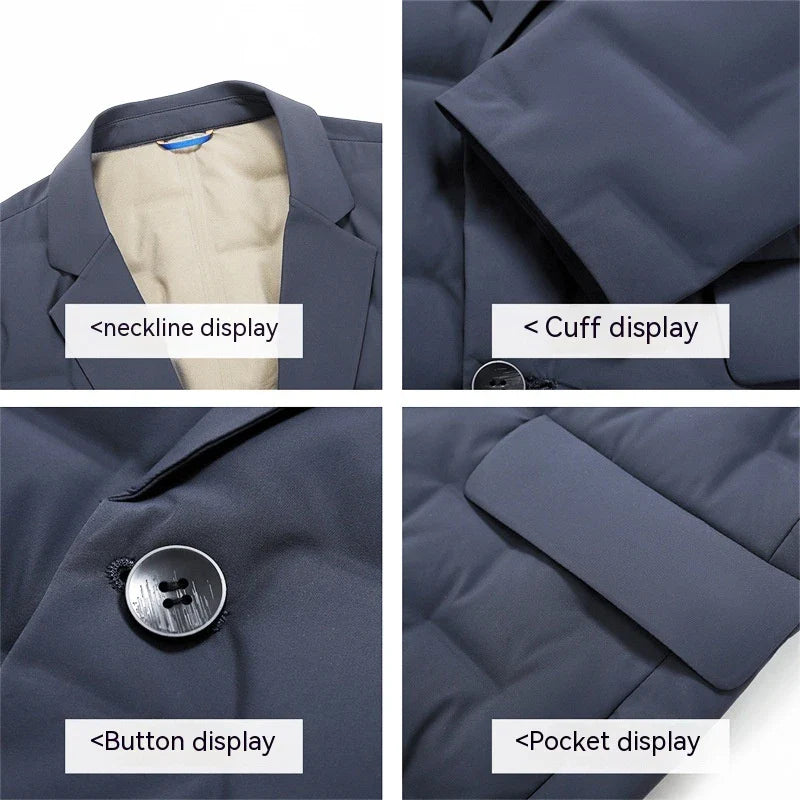 Cozy and warm men's insulated jacket with plush duck down filling and water-resistant outer shell