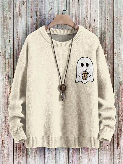 Ghostly Halloween sweater with playful ghost design, available in a variety of colors and sizes