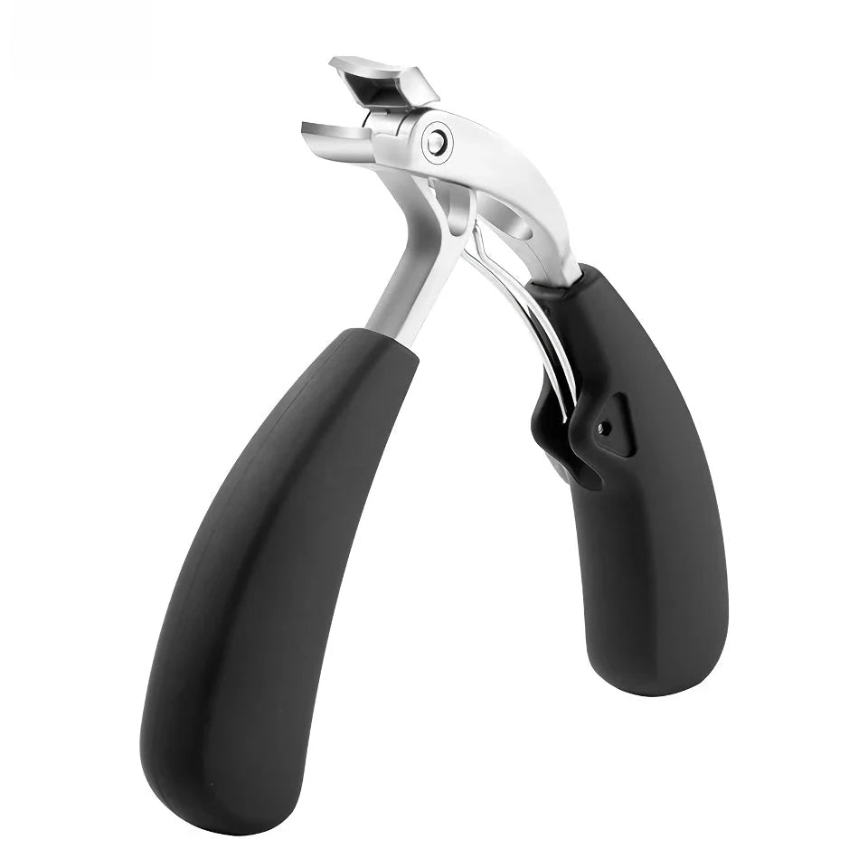 Heavy-Duty Curved Nail Clippers for Thick Toenails and Elderly Care with Stainless Steel Construction and Anti-Splash Storage