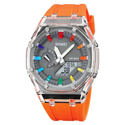 A durable, waterproof digital sports watch with LED lighting for easy reading in any conditions