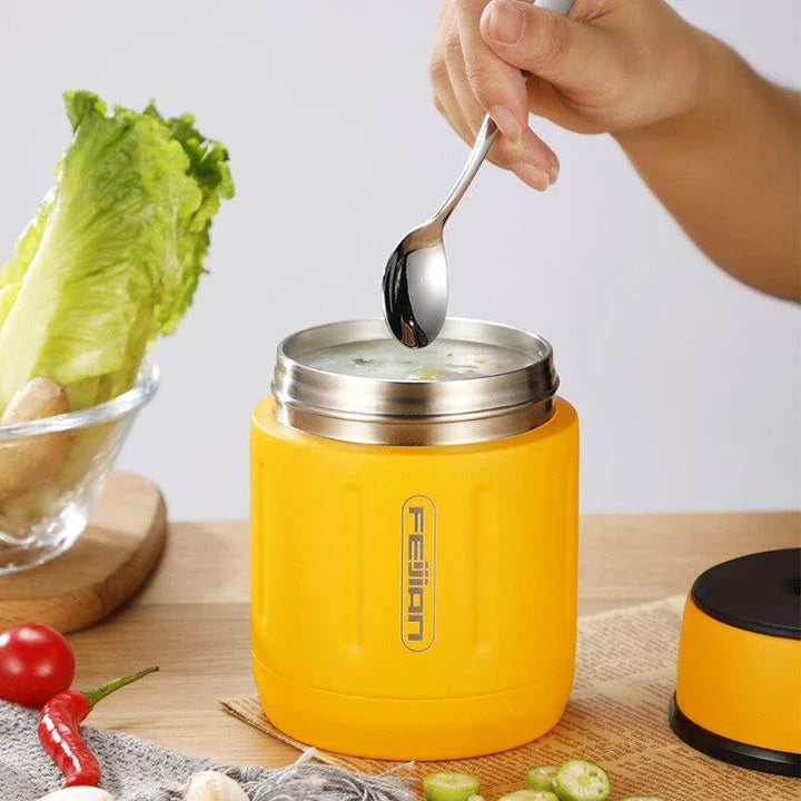 500ml Insulated Stainless Steel Meal Jar with Foldable Spoon, Perfect for Hot or Cold Meals on the Go