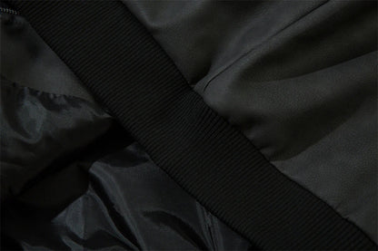 Fashionable Loose PU Leather Jacket with Star Embroidery Design in Black and Gray Green Colors