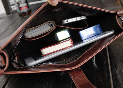 Stylish Men's Shoulder Messenger Bag with Korean-inspired Design, Crafted from Durable PU Leather