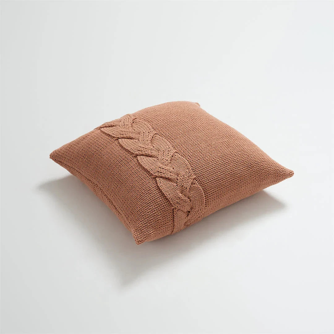 Cozy Nordic-inspired knit pillow cover with large twist design in multiple colors for stylish home decor