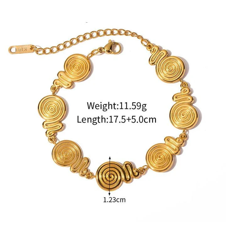 18K gold plated stainless steel swirl bangle, a timeless and elegant accessory for women's fashion