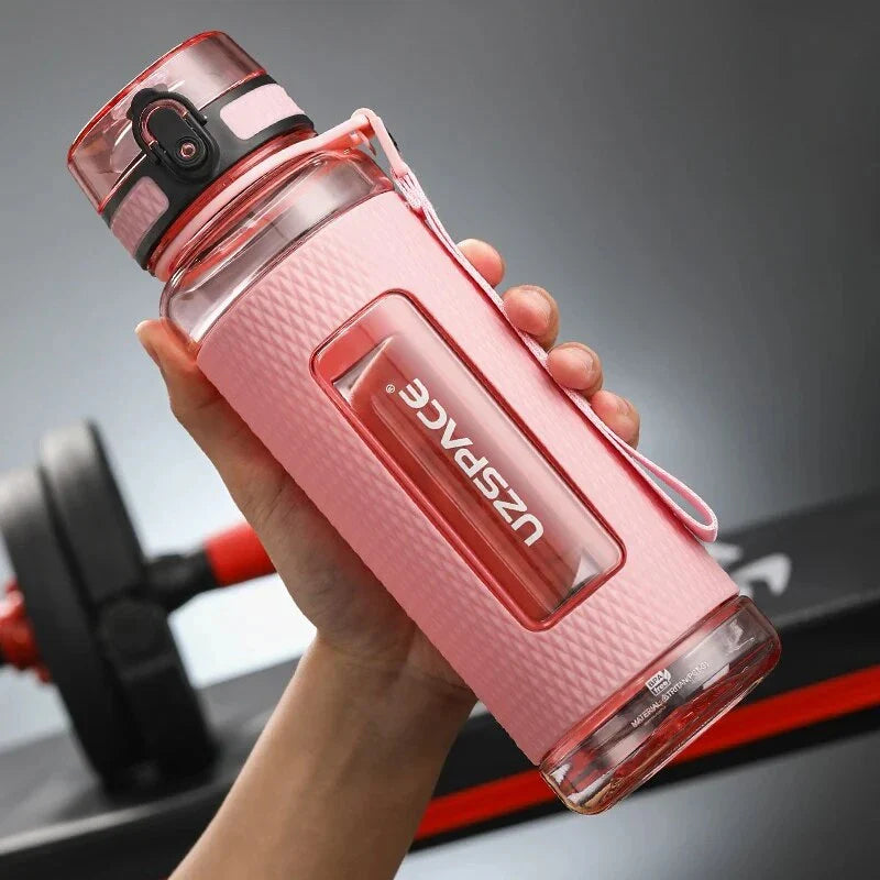 Portable sports water bottle with wide mouth, tea infuser, and leak-proof design for active lifestyles