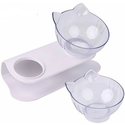 Ergonomic Non-Slip Cat Bowls with Raised Stand in Gray and Black colors