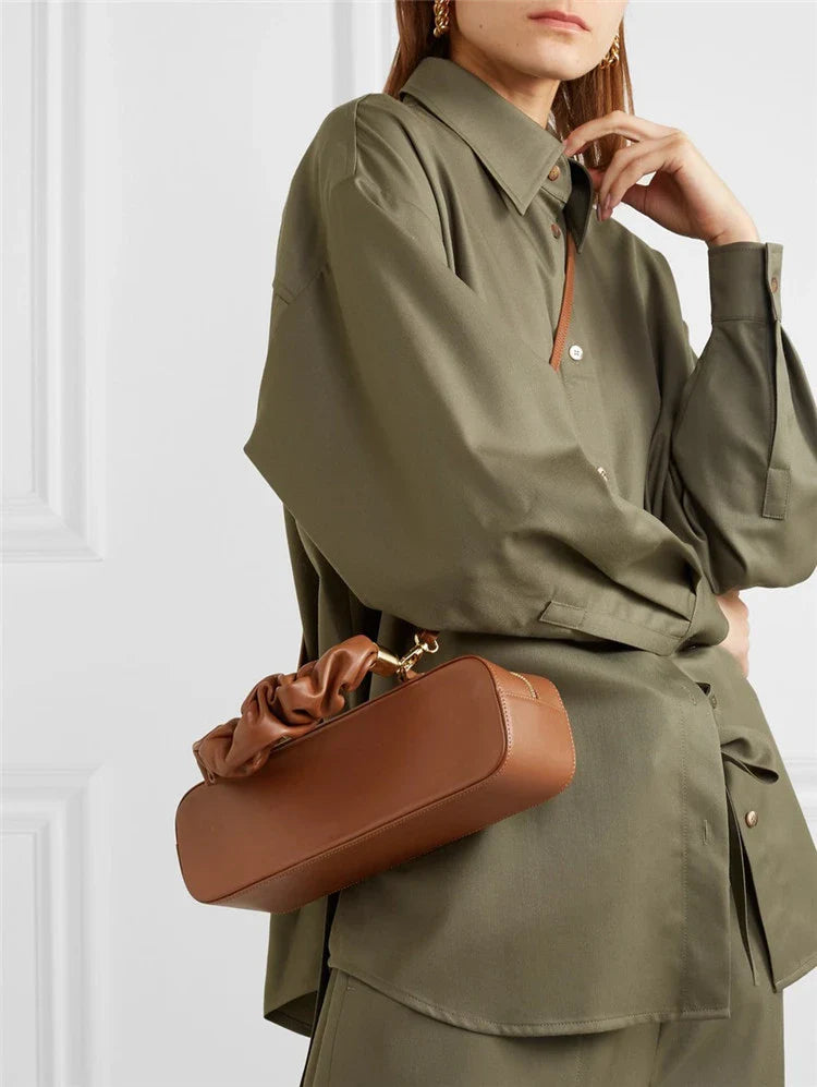 Chic Long Shoulder Diagonal Bag in Beige, Black, Dark Green, and Brown Colors