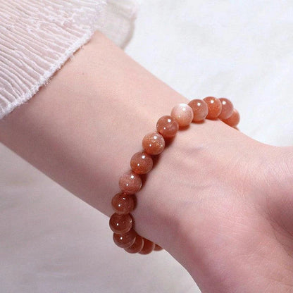 Natural Orange Moonstone Bracelet with Elegant Geometric Design