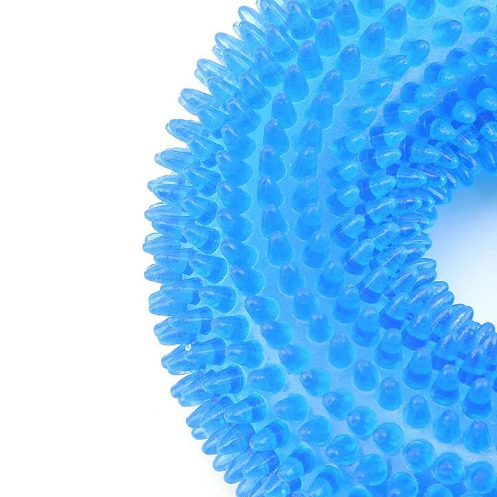 Interactive Squeak Chew Toy for Dogs of All Sizes - Durable TPR Construction, Engaging Squeak Sound, Thorn Circle Ring Design