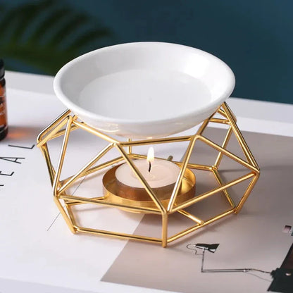 Elegant gold-finished hollow aromatherapy oil diffuser with round or square frame shapes