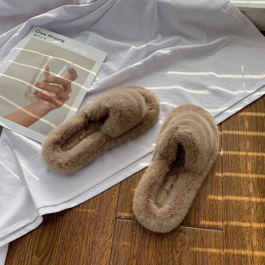 Cozy and stylish hairy slippers for fashionable women, available in multiple color options