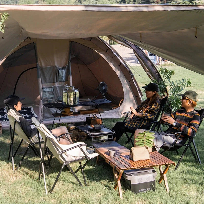 Outdoor Foldable Moon Chair with sturdy aluminum alloy frame and comfortable 600D Oxford cloth seat