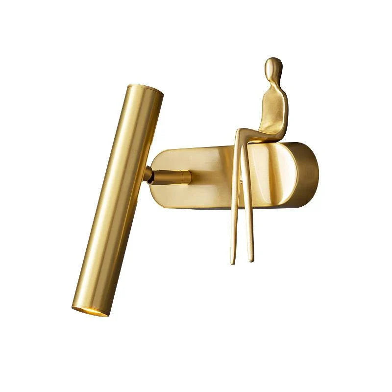 Stylish and versatile bedroom wall lamp with a sleek, postmodern design and a luxurious gold finish