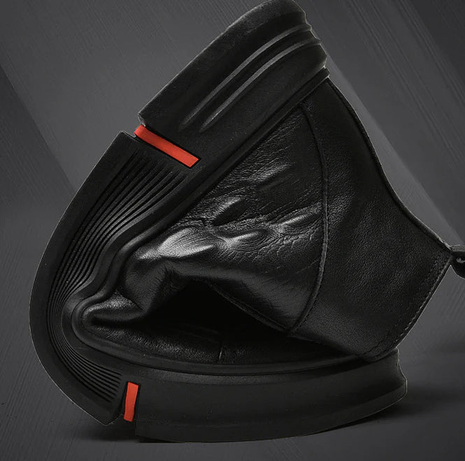 Premium casual leather boots for men in a durable martin boot style with a black color and rubber sole