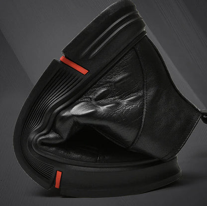Premium casual leather boots for men in a durable martin boot style with a black color and rubber sole