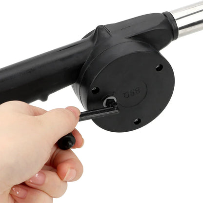 Portable BBQ air blower with hand-cranked design for quick and easy grill fire ignition