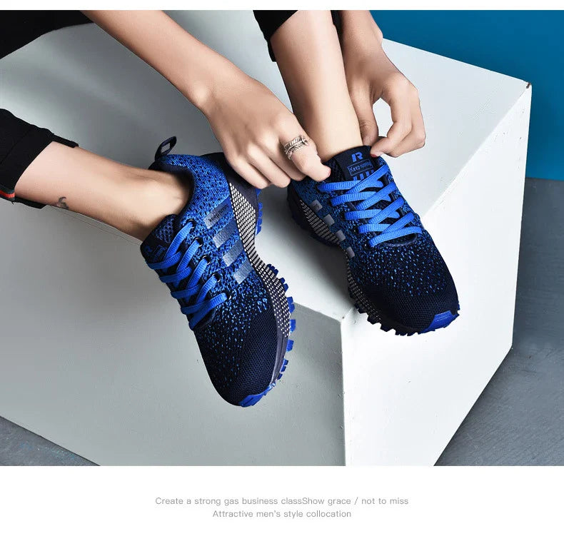 Lightweight, breathable mesh running shoes with flexible rubber soles for active lifestyles