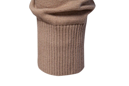 Cozy autumn and winter half-zip sweater in green, dark blue, khaki, and light gray colors