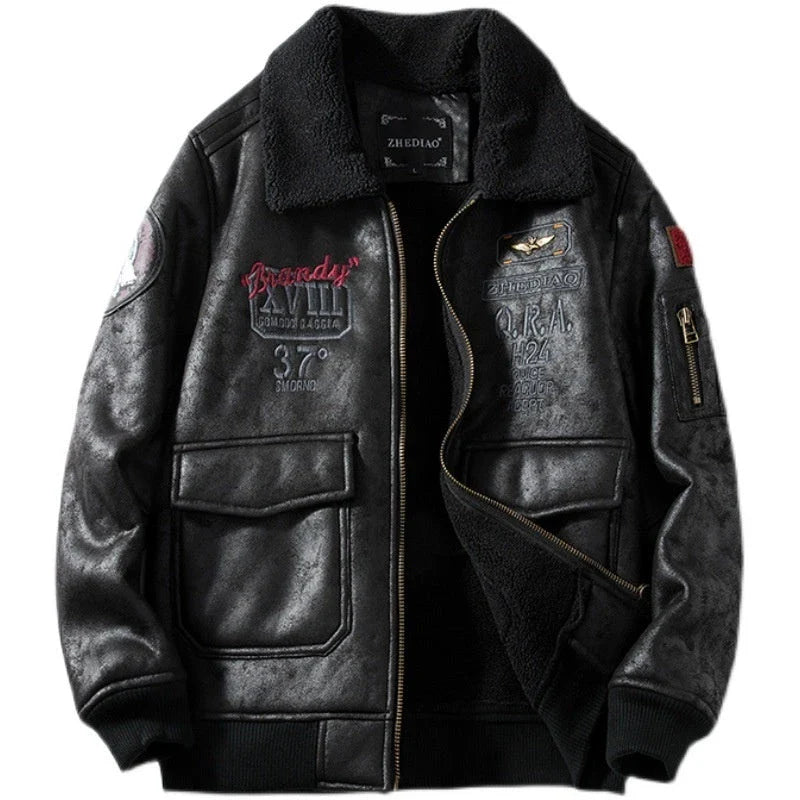 Cozy lambswool fleece-lined suede jacket in classic black and brown colors