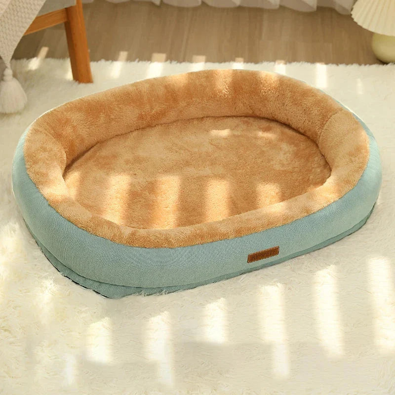 Cozy non-slip warming pet bed made of 100% cotton for small dogs and cats, available in three sizes