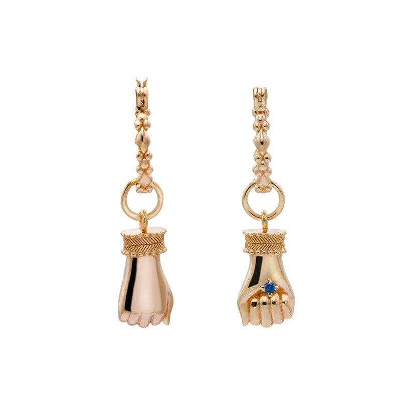 Premium gold-plated hand guard and elegant eardrop set with geometric design