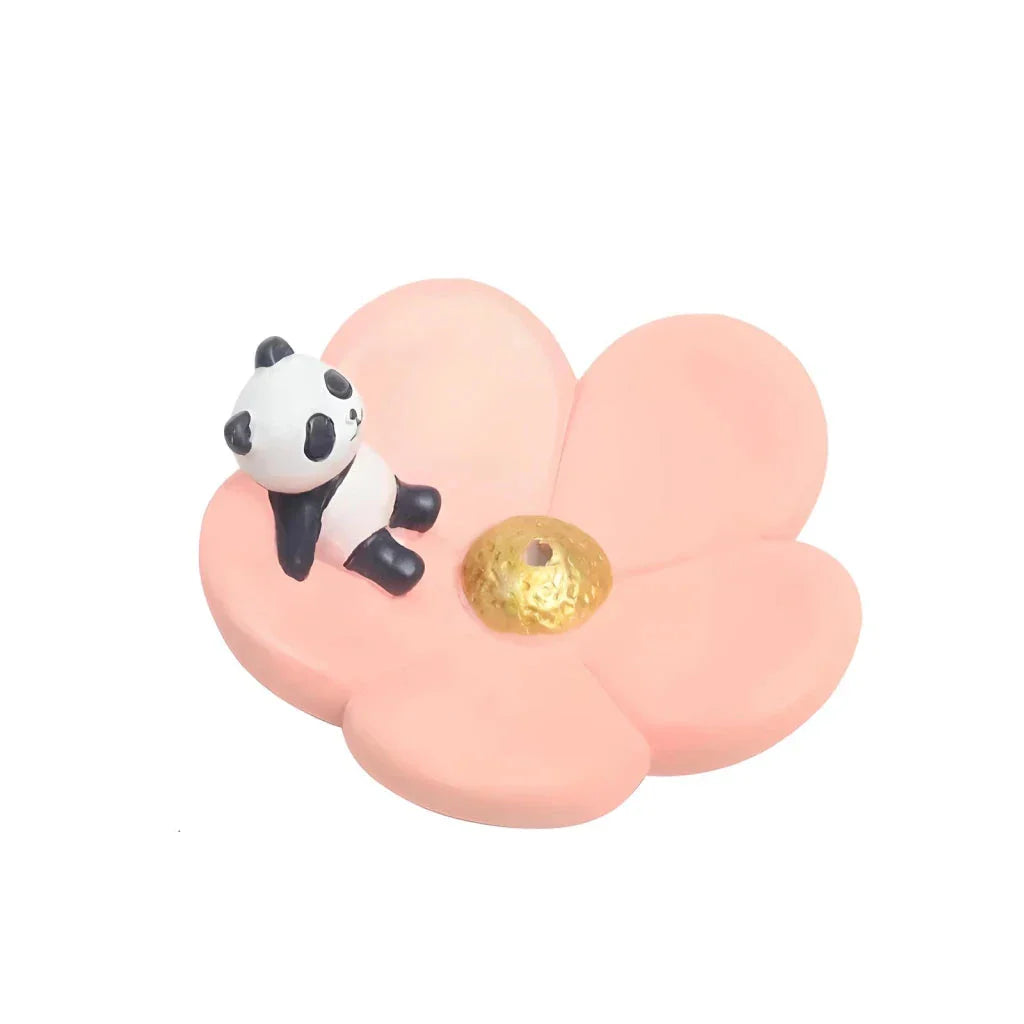 Elegant mini resin incense holder with cherry blossom, water lily, plum blossom, and daisy motifs for calming aromatherapy experience