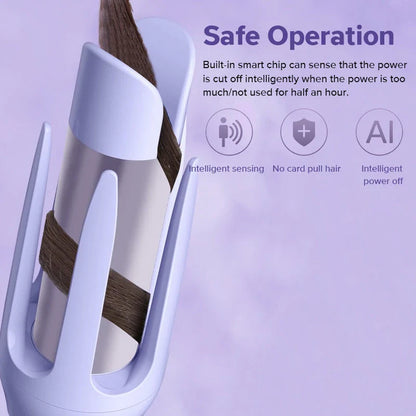 Automatic rotating ceramic hair curler creating soft, defined curls