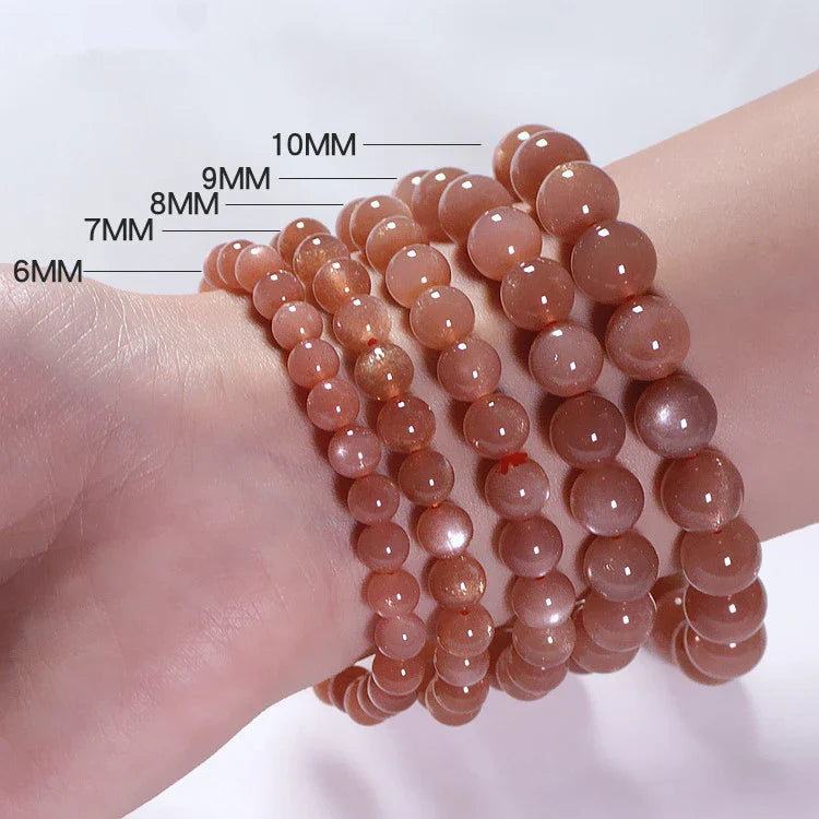 Natural Orange Moonstone Bracelet with Elegant Geometric Design