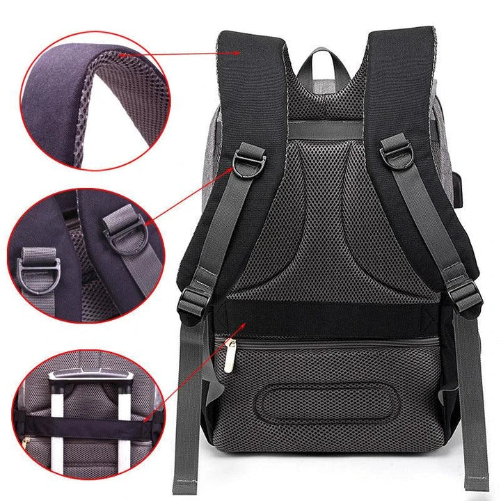 Premium diaper backpack with insulated pockets, stroller attachment, and USB charging port