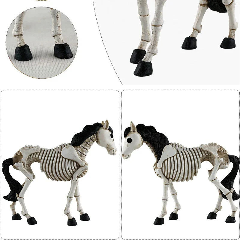 Skeleton Horse Ornament: Detailed resin decoration with a striking skeletal horse design for Halloween decor