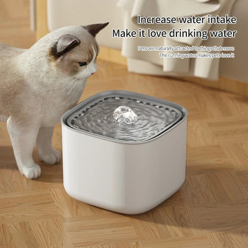 Electric cat water fountain with 3-liter capacity, USB charging, and quiet auto filtration system