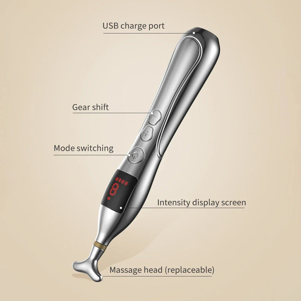 Electronic Acupuncture Massage Pen with adjustable intensity levels and multiple massage modes for targeted pain relief and muscle relaxation
