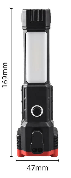 Multifunctional LED flashlight with emergency hammer, seatbelt cutter, and USB charging capabilities
