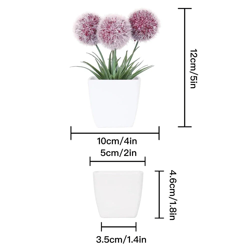 Lifelike artificial hairy ball bonsai plants in various colors for low-maintenance home and office decor