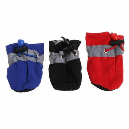 Adjustable waterproof dog socks in various sizes and colors, designed to keep paws dry and comfortable during outdoor adventures.
