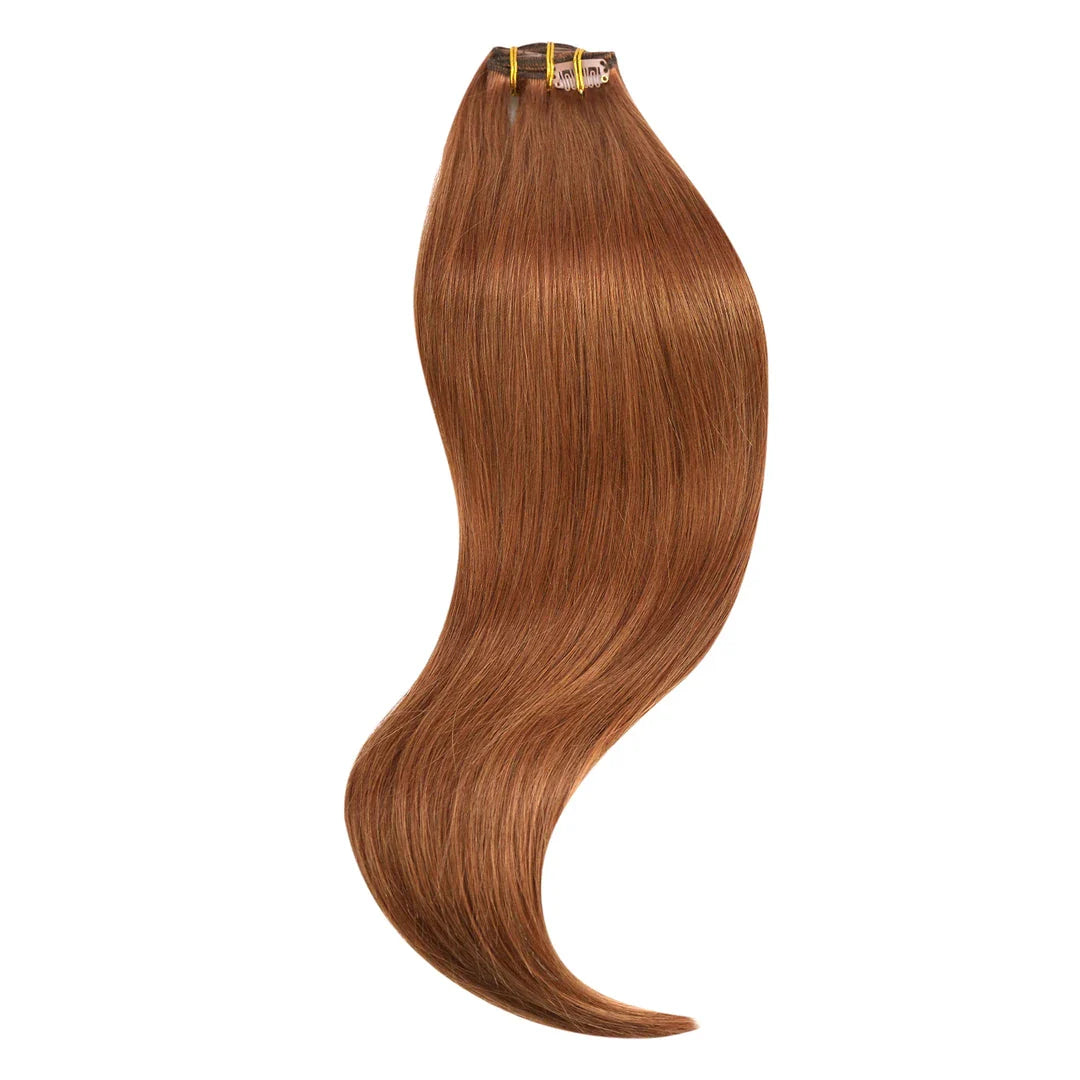 12-inch clip-in human hair extensions in balayage highlight blonde color for luxurious and glamorous hairstyles
