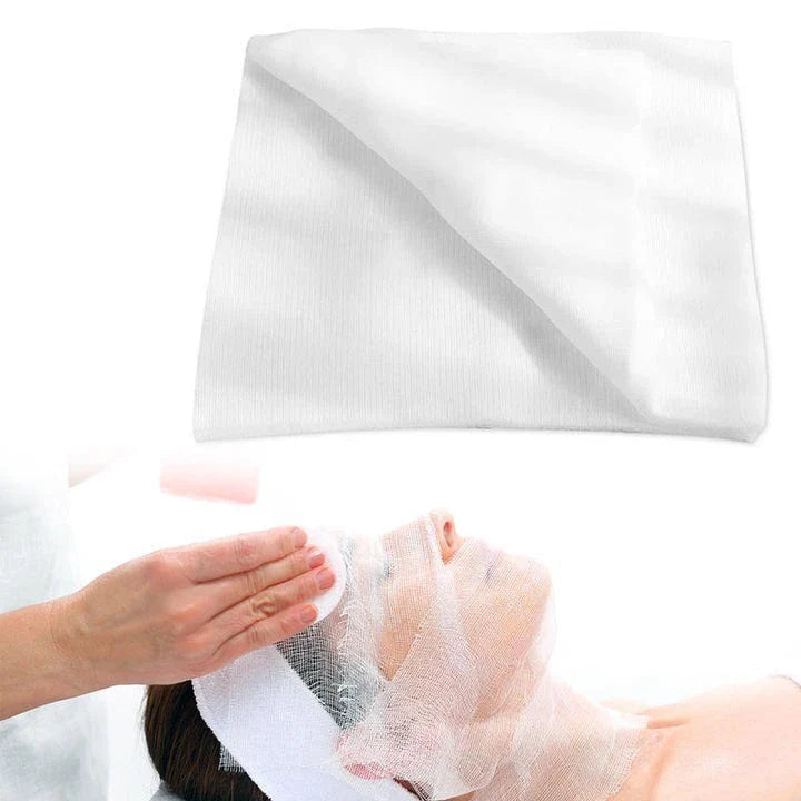 100-piece cotton gauze facial wipes with uniform mesh for luxurious skincare treatments and enhanced product absorption
