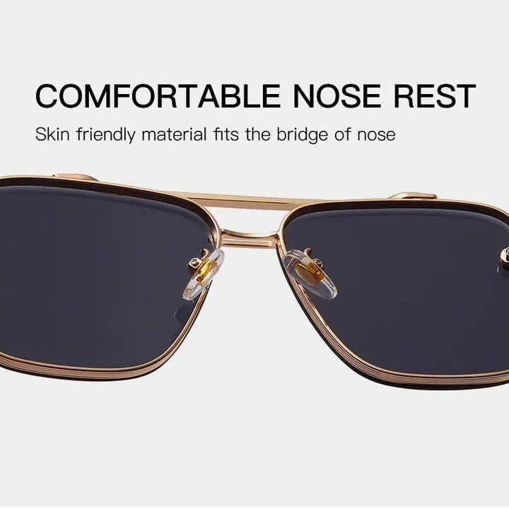 Classic Vintage Square Sunglasses with Durable Alloy Frame and UV400 Polycarbonate Lenses