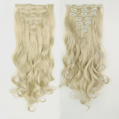 Long wavy ombre clip-in hair extensions with a voluminous, glamorous look