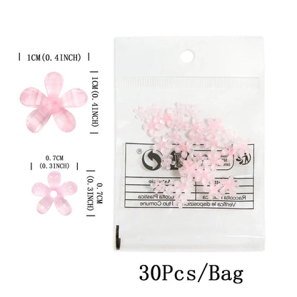 Transparent jelly 3D flower nail charms with rhinestone accents for elegant and charming nail art designs