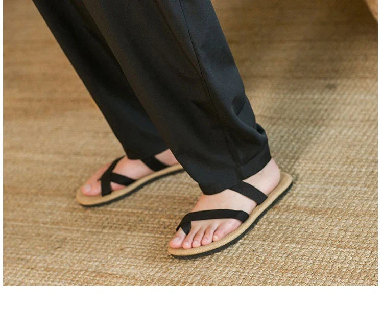 Men's Chinese-inspired harem pants made of luxurious ice silk fabric with a relaxed, draped silhouette