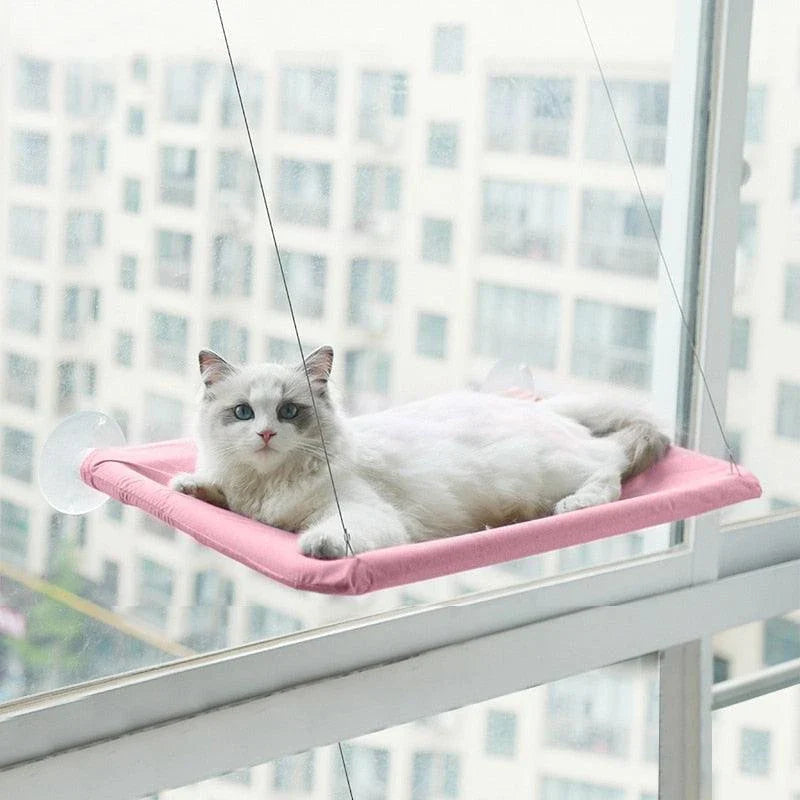 Cozy cat hammock in various colors, including green, khaki, purple, blue, and more, with and without cushions